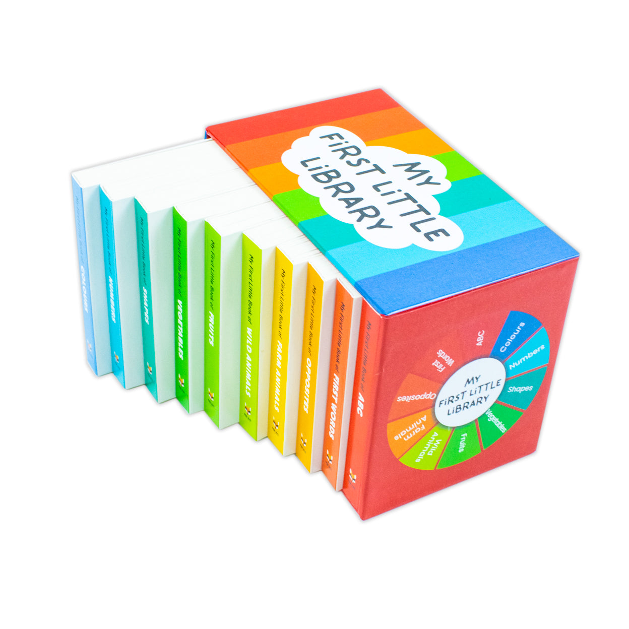 My First Little Library 10 Books Set Collection: (ABC, Shapes, Numbers, First Words, Opposites, Wild Animals, Fruits, Vegetables, Fram Animals, Colours)
