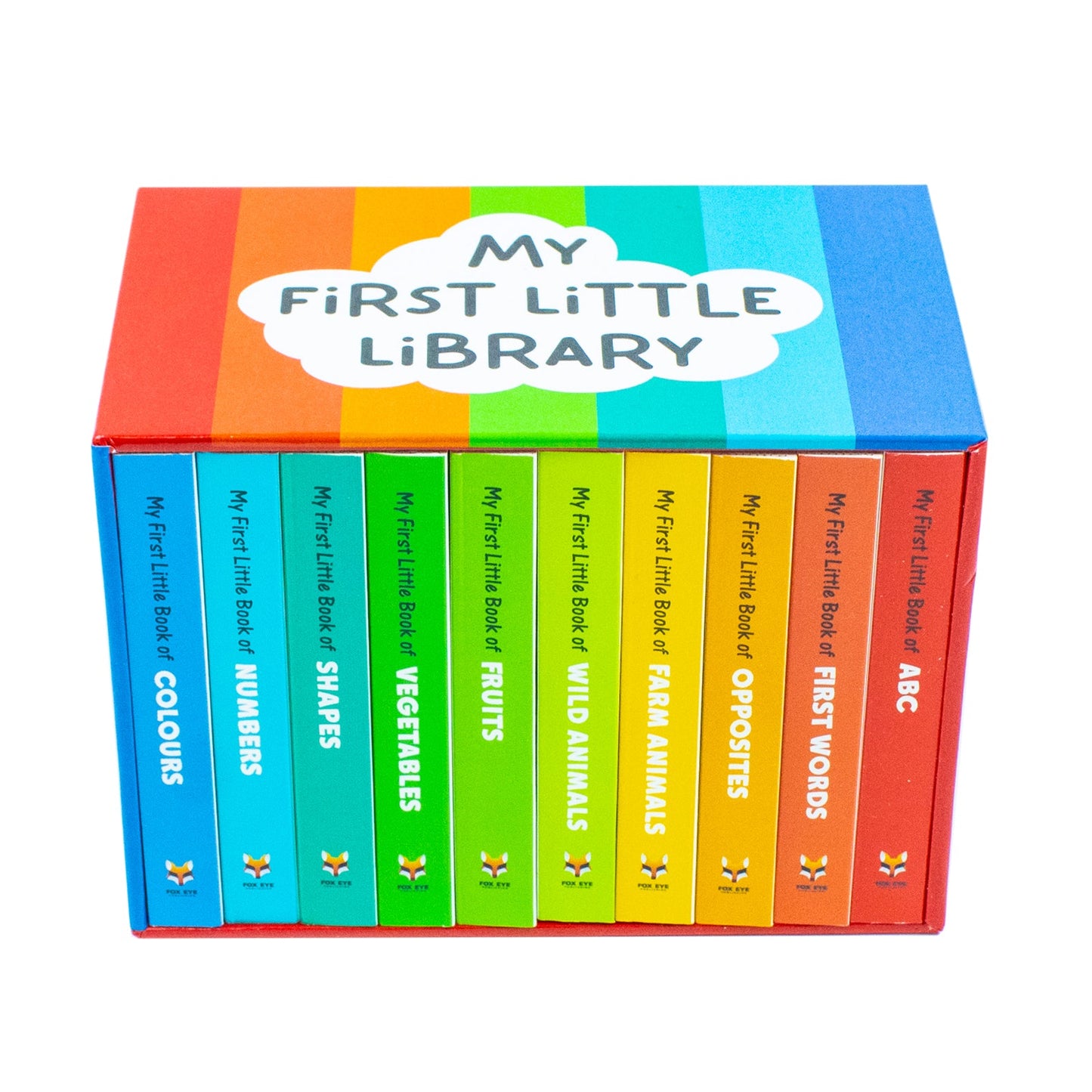 My First Little Library 10 Books Set Collection: (ABC, Shapes, Numbers, First Words, Opposites, Wild Animals, Fruits, Vegetables, Fram Animals, Colours)