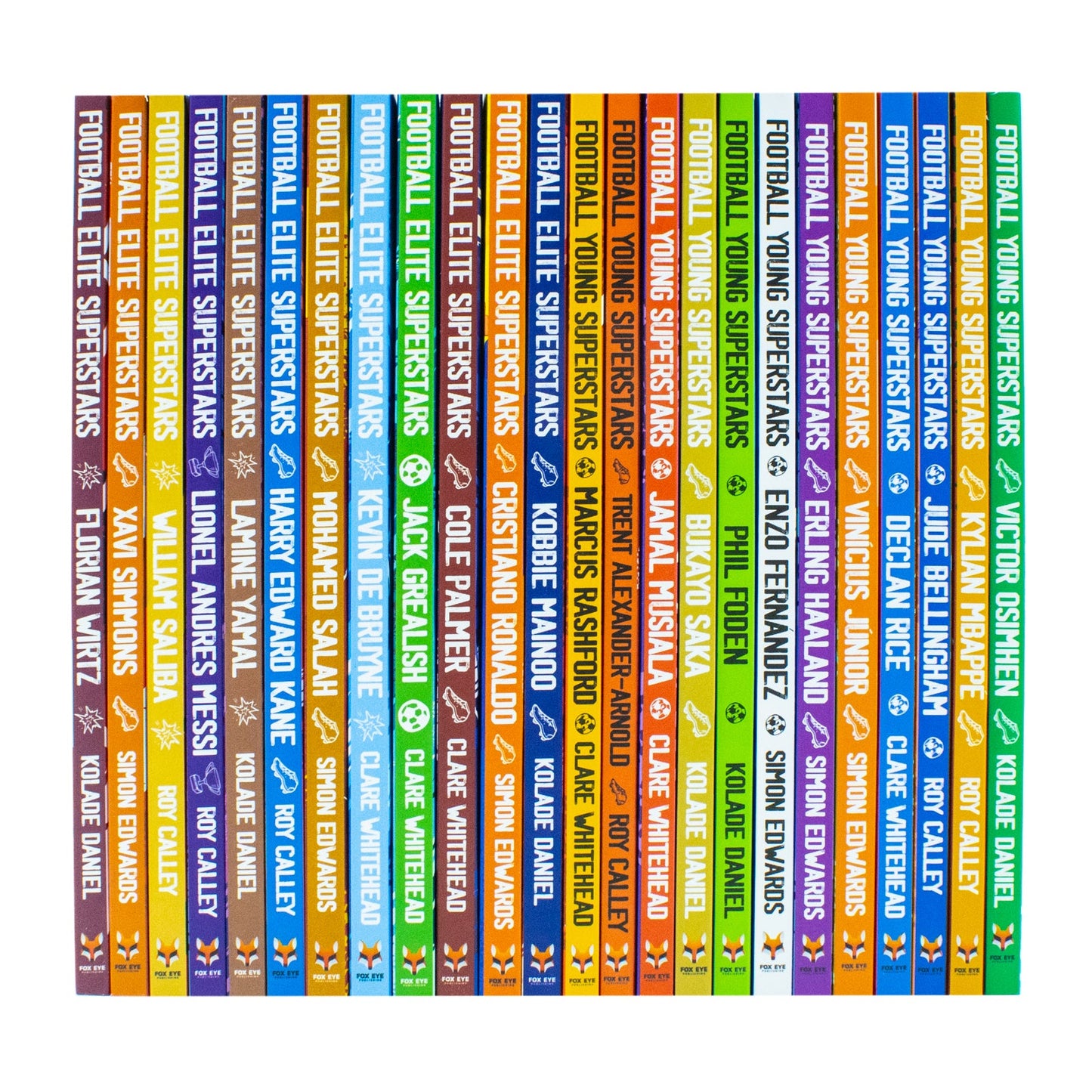 Football Superstars 24 Book Set Collection: (Ronaldo, Lamine Yamal, Salah, Harry Kane, De Bruyne, Messi, Saka, Haaland, Mbappe, Bellingham, Fernandez, Rashford)
