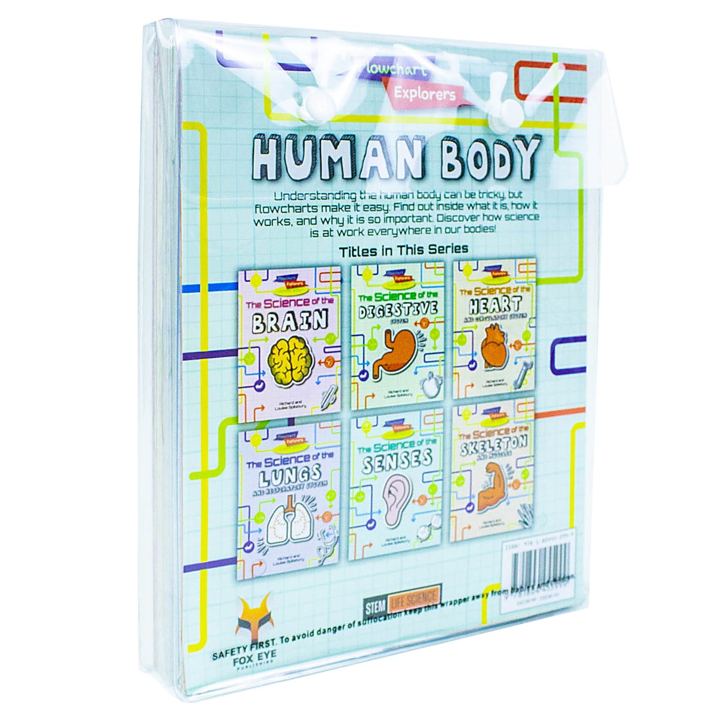 Flowchart Explorers Human Body STEM 6 Science Books Set: (Brain, Digestive, Heart, Lungs, Senses, Skeleton)