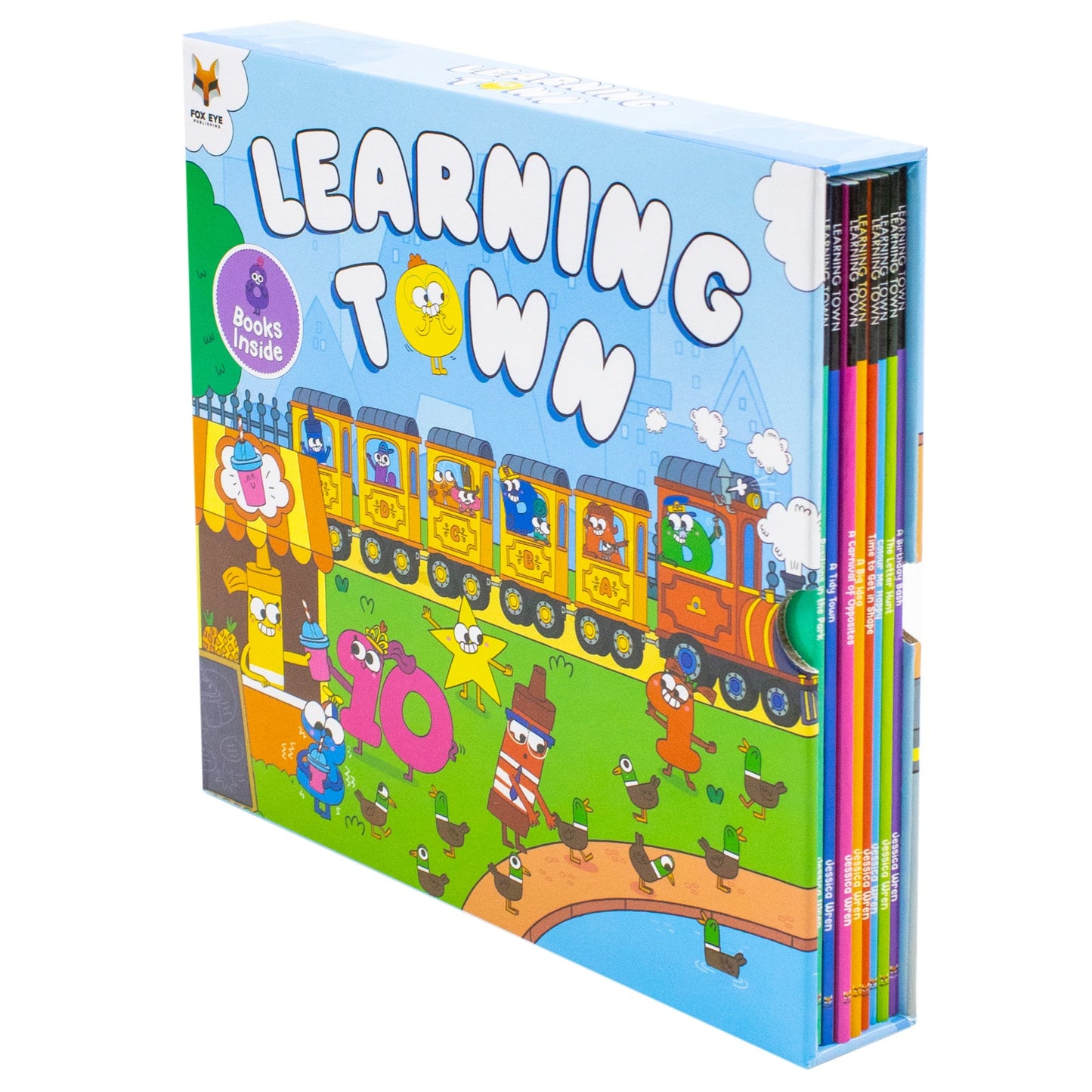 Learning Town 8 Book Set By Jessica Wren (A Birthday Bash,The Letter Hunt,Colour Me Happy,Time To Get In Space And More)