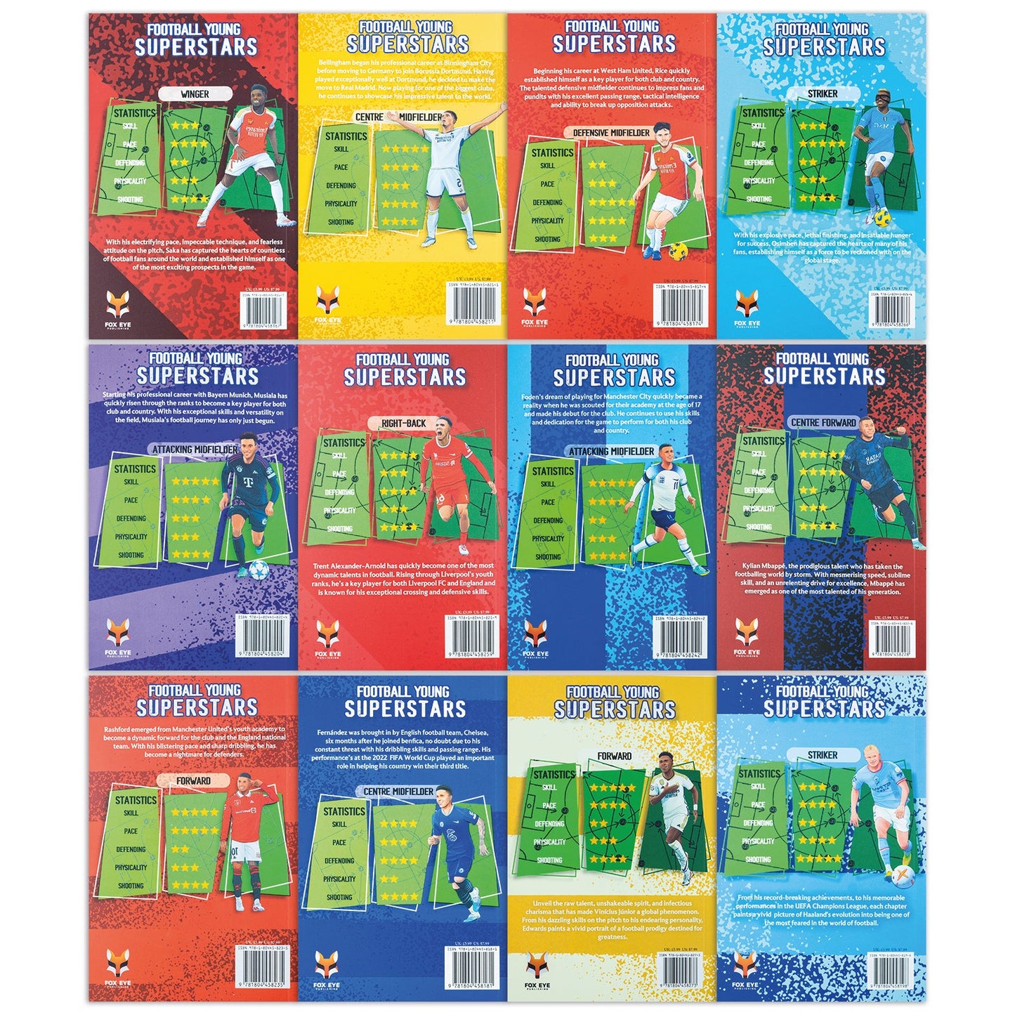 Football Young Superstars 12 Books Box Set (Jude Bellingham, Marcus Rashford, Phil Foden, Bukayo Saka, Kylian Mbappe)